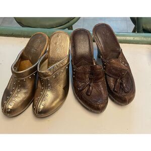 Michael Kors Women’s 6 Bundle 2 Pair Wooden Heel Clogs